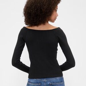 GAP Black Ribbed Long Sleeve boatneck Top